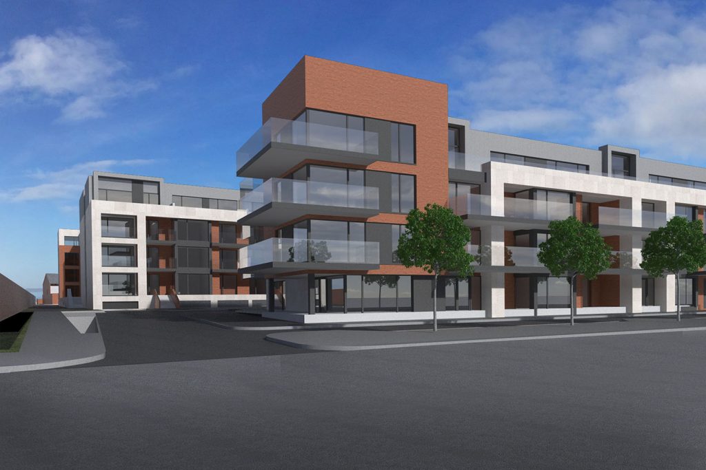 A colour CGI image showing a view of houses at the Botanic Road, Dublin 9 Glasnevin residential development of Westhill